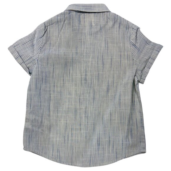 CARREMENT BEAU - SHORT SLEEVES SHIRT - WHITE/BLUE STRIPES - NEW WITH TAG - Picture 2 of 4